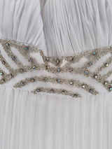 Imoda White Chiffon Ruched Pleated Beaded Grecian Empire Wedding Dress Sz 126