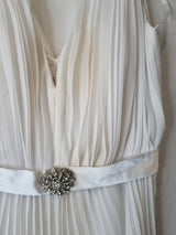 Imoda White Chiffon Gathered Pleated Grecian Empire Wedding Dress Sz 106