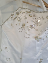 Imoda White Satin Tulle Beaded Sequin Backless Halter Neck Wedding Dress Sz 84