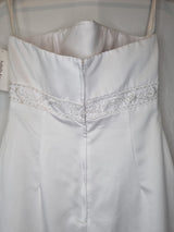 Isabella Faye White Satin Embellished Beaded A-line Wedding Dress Sz 1412