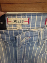 Guess Blue White Stripe Skinny High Rise Jeans Size 287