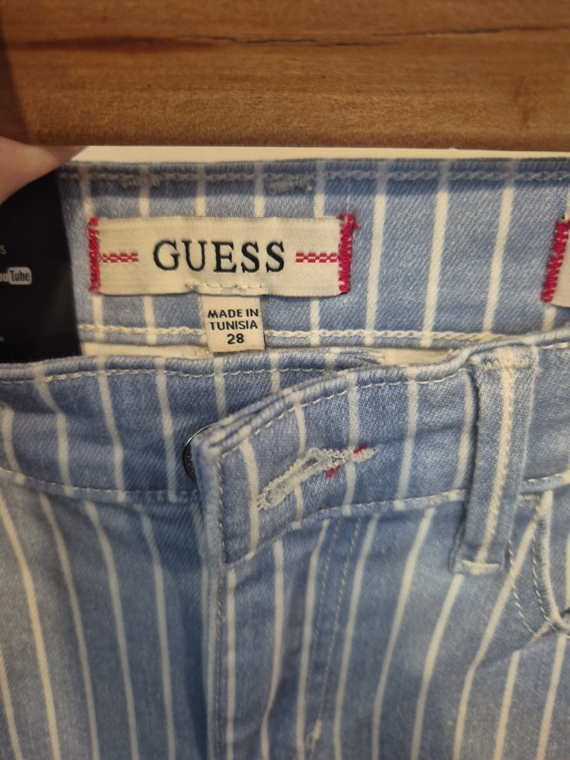 Guess Blue White Stripe Skinny High Rise Jeans Size 287