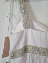 Imoda White Chiffon Sweetheart Beaded Ruched Empire Wedding Dress Sz 811