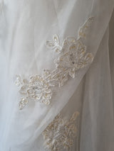 iModa Ivory Ruched Organza Lace A-line Beaded Sequin Embroidered Dress Sz 127