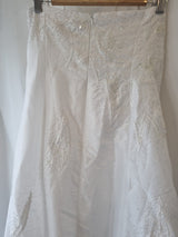 iModa White Taffeta A-line Beaded Sequin Embroidered Strapless/strap Dress Sz 1410