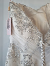 iModa Ivory Champagne Sweetheart Tulle Lace Mermaid Sequin Embroidered Sz 1017