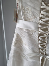 iModa Ivory Straps/Strapless Organza Ruched Beaded Lace AppliqueWedding Dress 1413