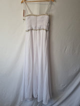 Imoda White Chiffon Sweetheart Beaded Ruched Empire Wedding Dress Sz 87