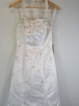 Imoda White Satin Tulle Beaded Sequin Backless Halter Neck Wedding Dress Sz 81