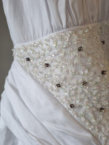iModa White Straps/Strapless Beaded Crystal Sequin Gathered Wedding Dress 104