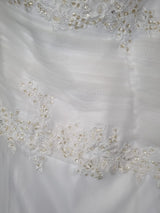 Imoda White Satin Tulle Beaded Applique Ruched Wedding Dress Sz 122