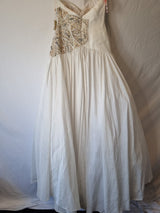 Imoda Ivory Sweetheart Ruched Pleated Gathered Embellished Wedding Dress Sz 88