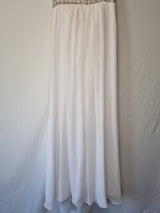 Imoda White Chiffon Ruched Beaded Sweetheart Strapless Wedding Dress Sz 128