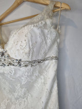 Imoda Ivory Lace Sweetheart Vneck Beaded Mermaid Train Wedding Dress Sz 104