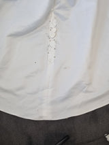 Imoda White Satin Corset Off Shoulder Beaded Roses Train Wedding Dress Sz 1216