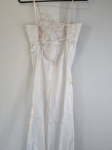 Imoda White Satin Beaded Sequin Backless Wedding Dress Sz 108