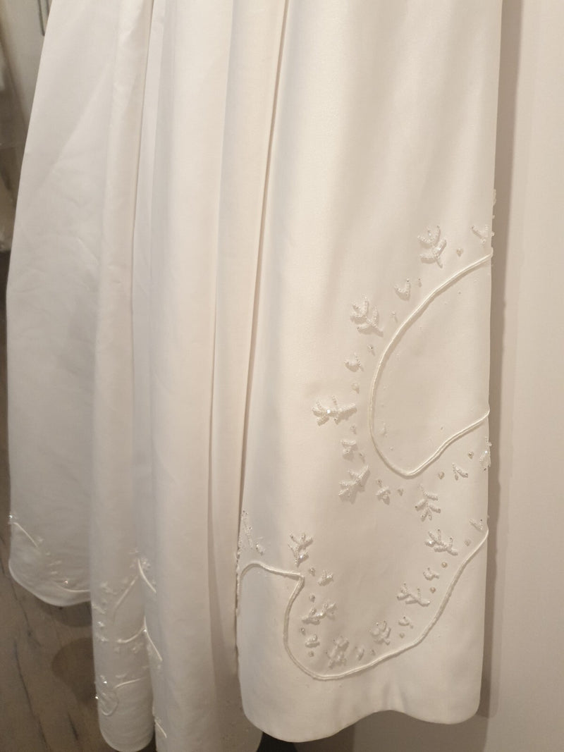 White beaded wedding bridal skirt with train size 65