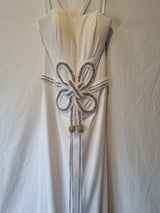 Giovanni White Knit Beaded Rope Evening Bridesmaid Dress Sz 101