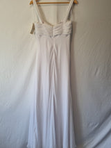 Imoda White Chiffon Sweetheart Beaded Ruched Empire Wedding Dress Sz 127