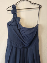 Imoda Navy Blue Chiffon One Shoulder Evening Bridesmaid Mini Dress Sz 182