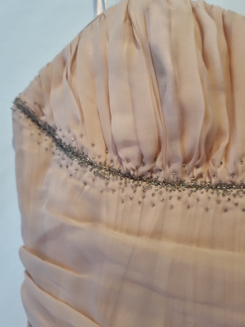 Lewis Park Chiffon Pink Ruched Strapless Sweetheart Evening Mini Dress Sz M4