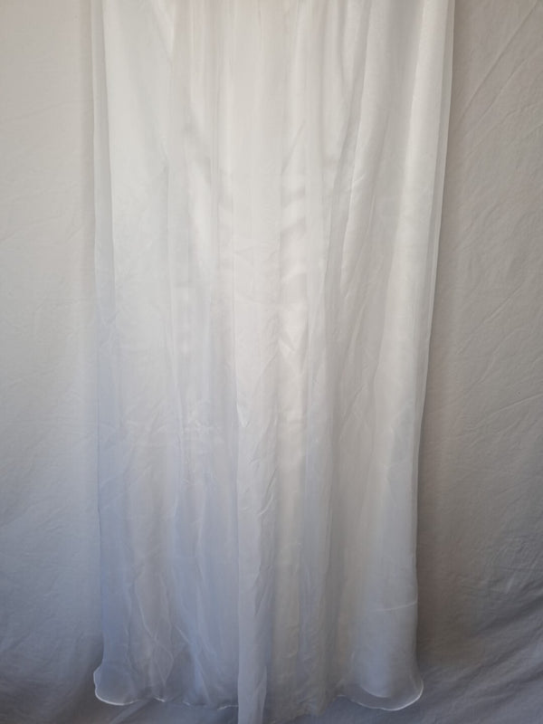 Imoda White Chiffon Ruched Pleated Crystal Grecian Empire Wedding Dress Sz 81