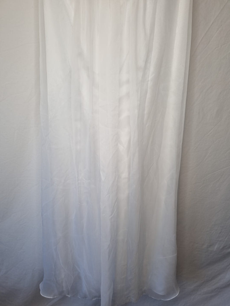 Imoda White Chiffon Ruched Pleated Crystal Grecian Empire Wedding Dress Sz 81