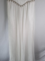Imoda Ivory Chiffon Sweethear Ruched Crystal Diamante Beaded Wedding Dress Sz 1010