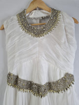 Imoda Ivory Chiffon Ruched Crystal Diamante Beaded Halter Wedding Dress Sz 122