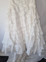 Imoda Ivory Taffeta Sweetheart Ruched Bead Full A-line Train Wedding Dress Sz 101