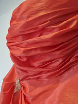 Imoda Coral Taffeta Ruched Beaded Strapless Evening Bridesmaid Dress Sz 187