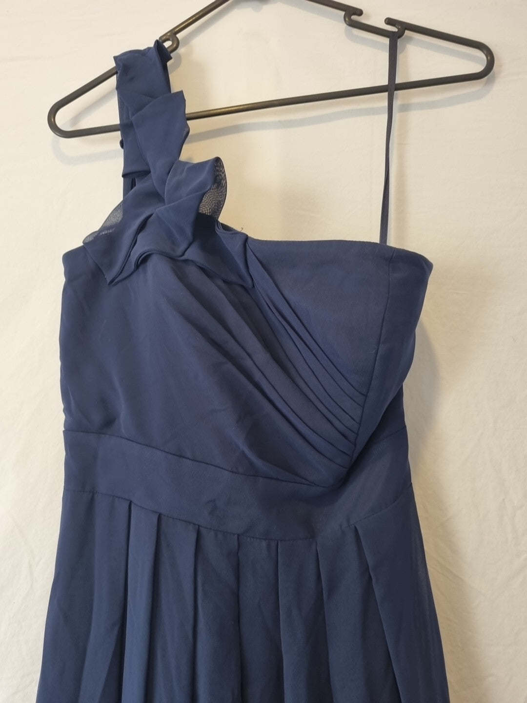 Imoda Navy Blue Chiffon One Shoulder Evening Bridesmaid Long Maxi Dress Sz 223