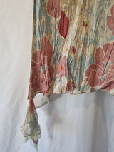 Imoda Pink Blue Beige Floral Ruffle Lace Layered Casual Singlet Silk Top Size M8