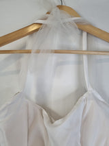 Imoda White Satin Tulle Beaded Sequin Backless Halter Neck Wedding Dress Sz 812