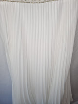 Imoda Ivory Chiffon Beaded Pleated Layered Skirt Empire Wedding Dress Sz 104