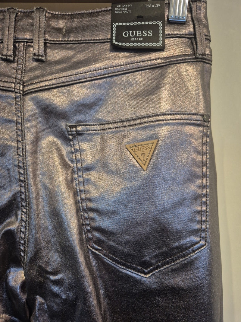 Guess Pink Pewter Metallic High Rise Skinny Leg Jeans Size 267