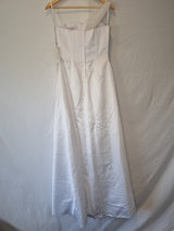 Isabella Faye White Satin Tulle Ruched Beaded One Shoulder Wedding Dress Sz 108