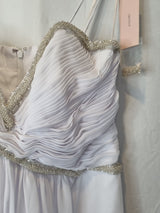 Imoda White Chiffon Sweetheart Beaded Ruched Empire Wedding Dress Sz 84