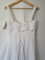 Imoda White Chiffon Sweetheart Beaded Ruched Empire Wedding Dress Sz 129