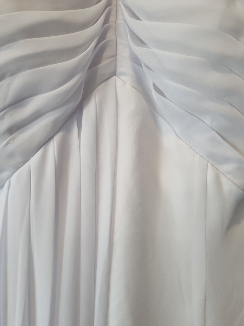 Imoda White Chiffon Beaded Ruch Halter Neck Empire Wedding Dress Sz 126