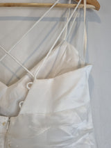 Imoda White Satin Organza Beaded Embroidered Wedding Dress Sz 1412