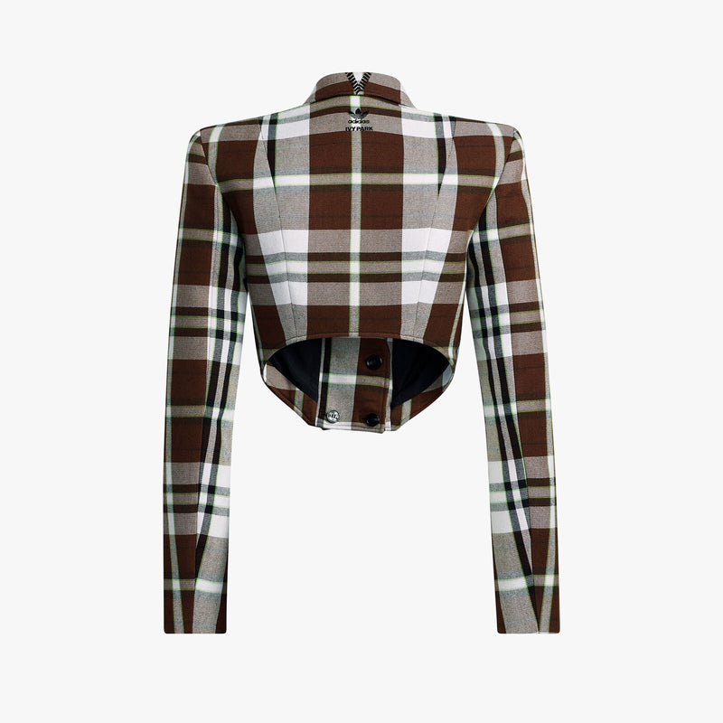 Adidas x Ivy Park Beyonce Mini Skirt Tailored Dress Suit Plaid Brown HG2366 S8
