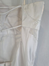 Imoda White Satin Beaded Sequin Backless Wedding Dress Sz 1010
