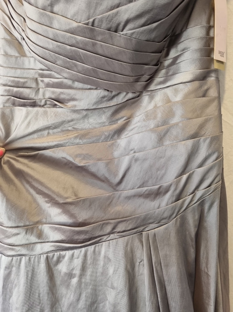 Imoda Grey Taffeta Ruched Pleat Strapless Evening Bridesmaid Dress Sz 103