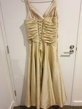 Suga Pash Gold taffeta ruched v neck maid of honour wedding dress size 124