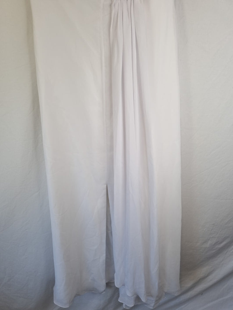 Imoda White Chiffon Sweetheart Off Shoulder Beaded Crystal Wedding Dress Sz 142