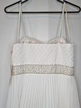 Imoda Ivory Chiffon Beaded Pleated Layered Skirt Empire Wedding Dress Sz 1012