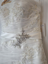 iModa Ivory Ruched Organza Lace A-line Beaded Sequin Embroidered Dress Sz 123