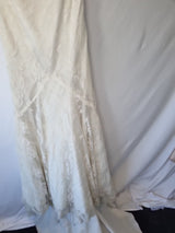 Imoda Ivory Lace Sweetheart Vneck Beaded Mermaid Train Wedding Dress Sz 101