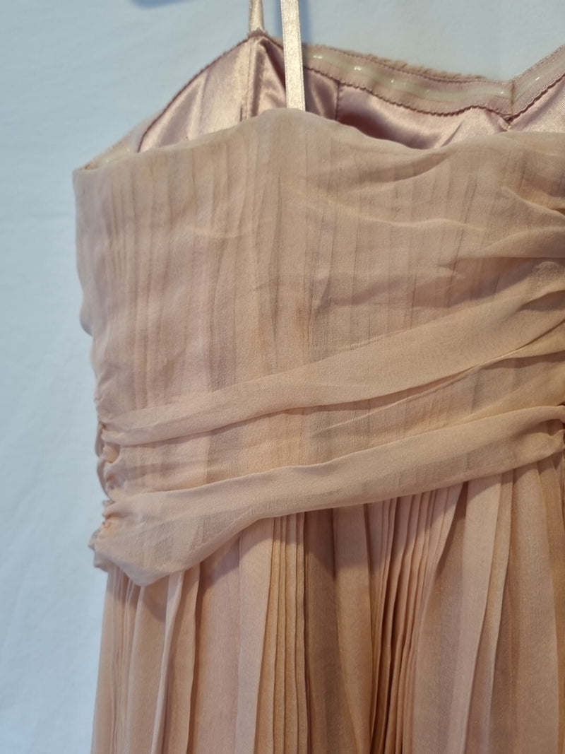 Lewis Park Chiffon Pink Ruched Strapless Sweetheart Evening Mini Dress Sz M9